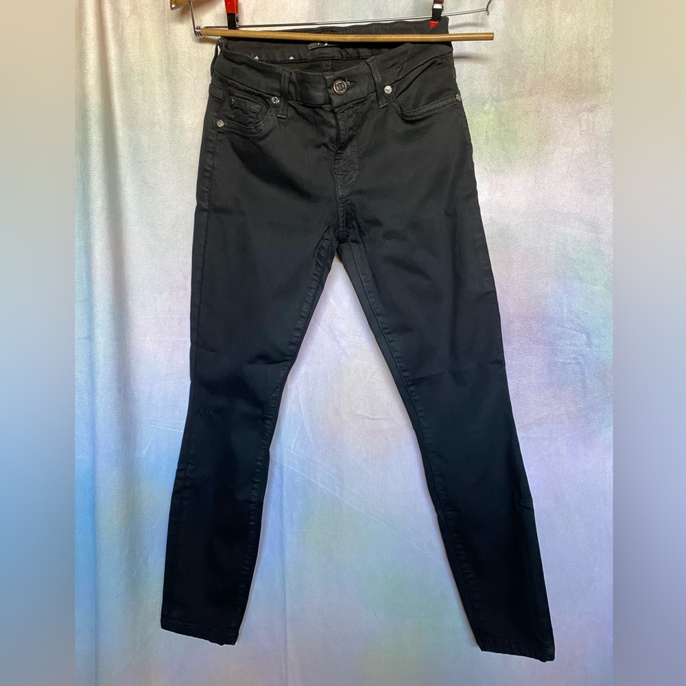 7 FOR ALL MANKIND Ankle Crop Skinny Jeans (Black)